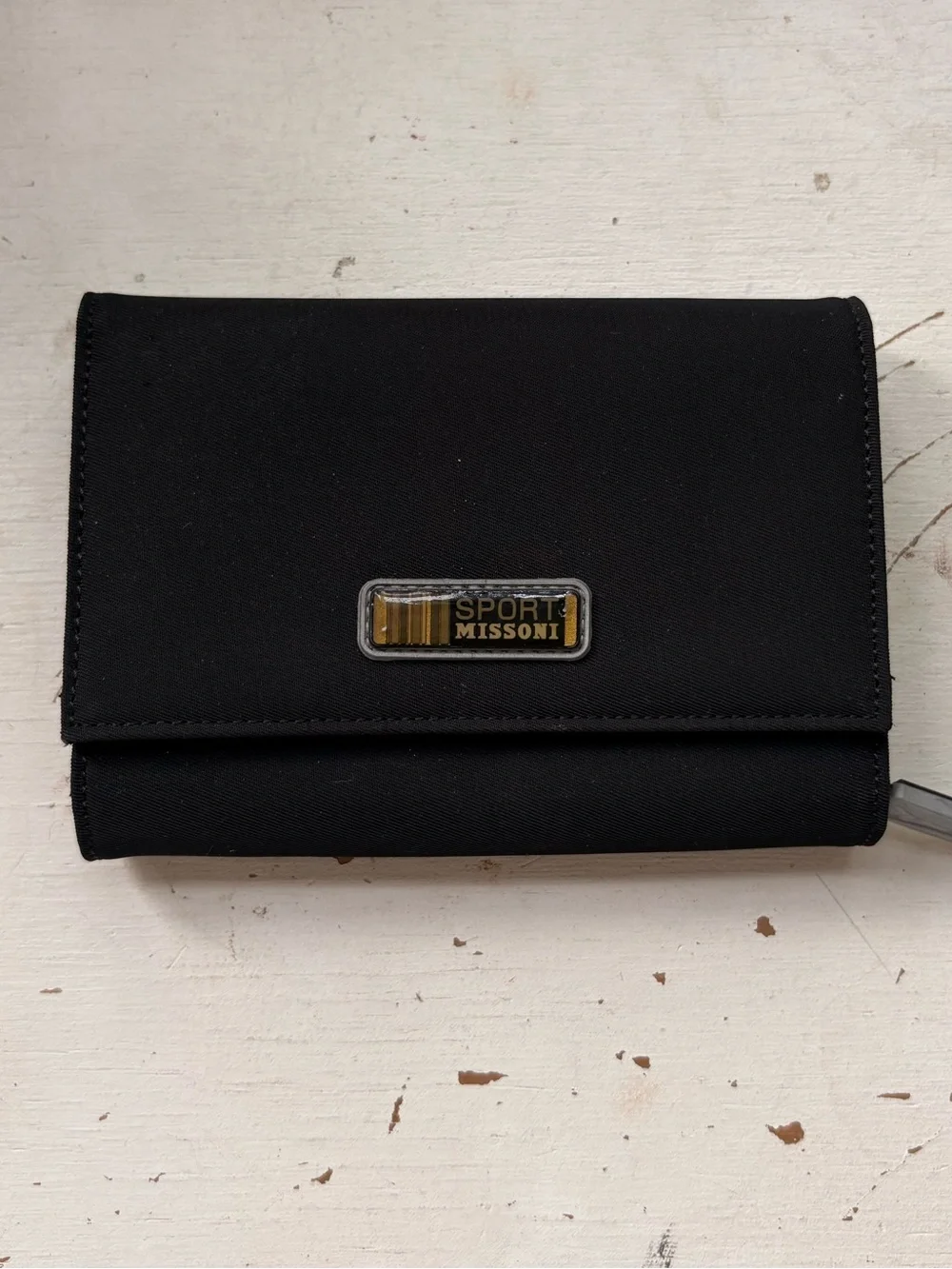 Sport Missoni black nylon flap wallet with button closure